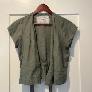 NPL Linen Wrap Top Madrid, forest green, small